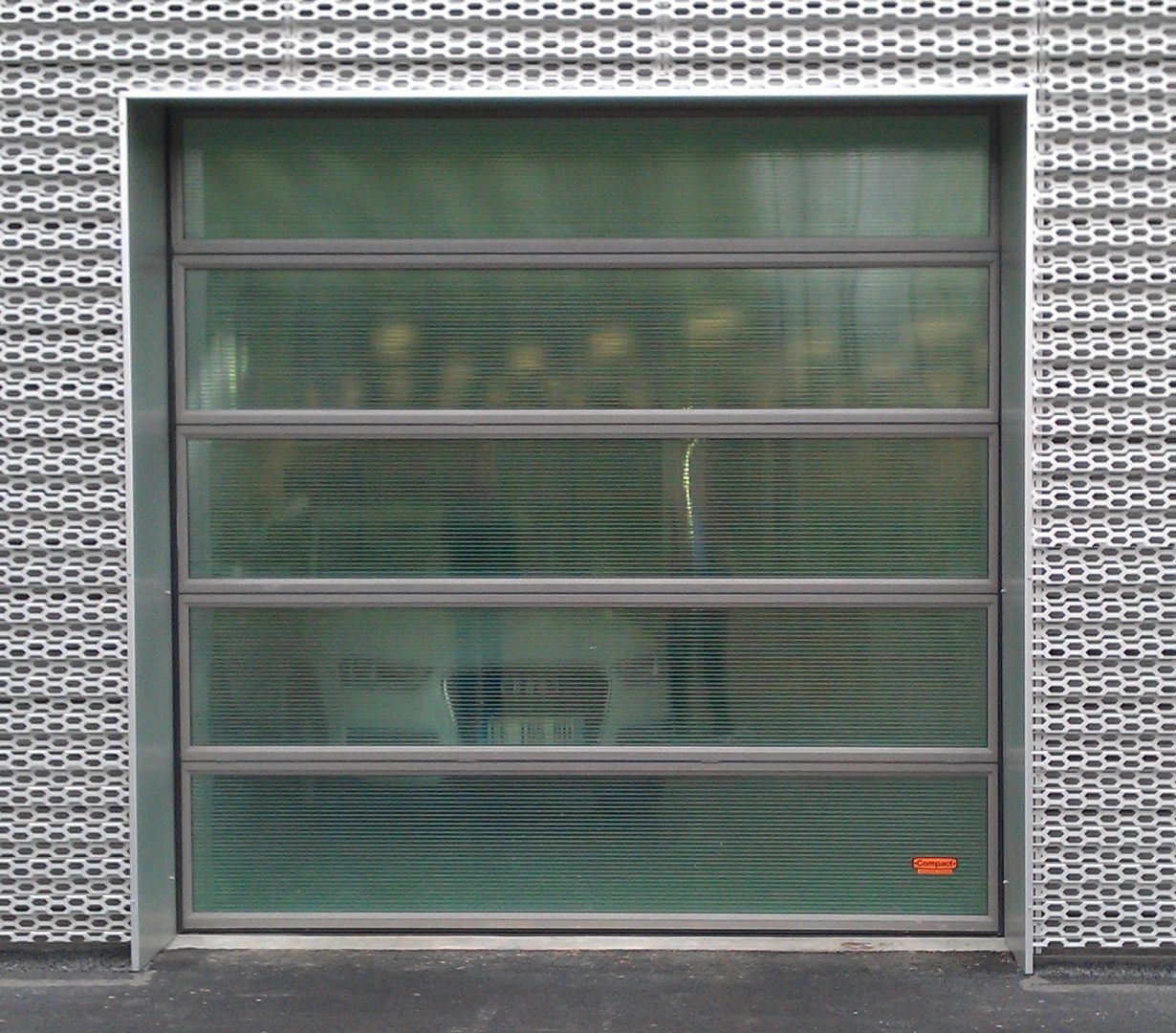 Showroom door with translucent panels